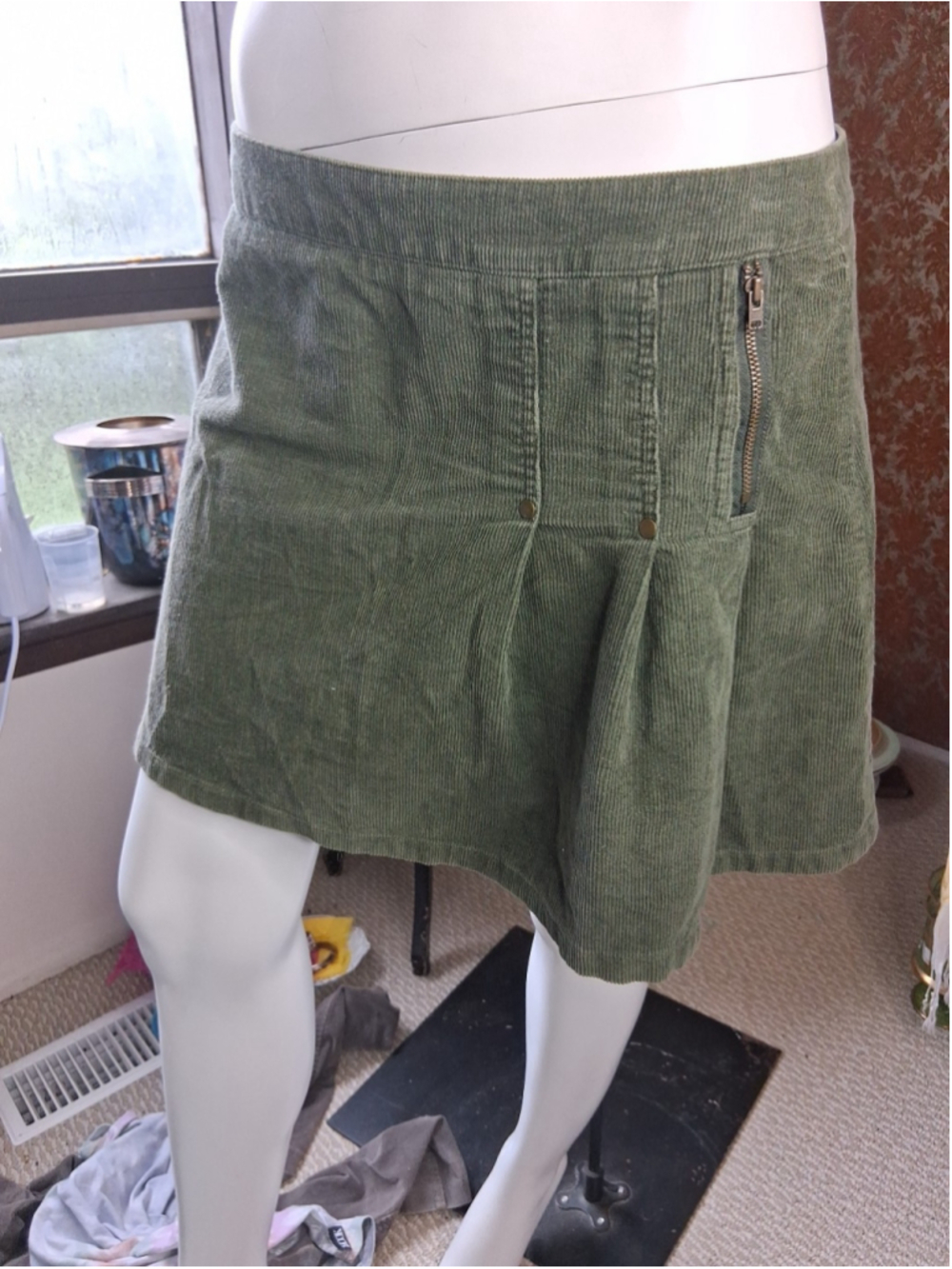 Womens Vintage ETAM FRANCE 90s Corduroy Wrap Skirt Size 40/ 10 US A-Line Pleats